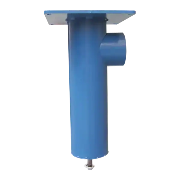 Abgasabsaugungssystem für Industrieanlagen, Vaupel Absaugtechnik, blaue Hochleistungs-Absaugvorrichtung, Staub- und Schadstofffilter, langlebiges Edelstahl, effiziente Luftfilterung, robuste Konstruktion für professionelle Umwelttechnik.