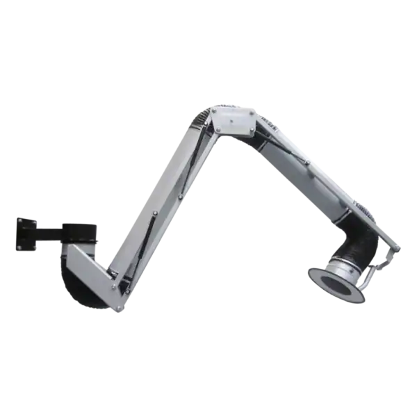 Vaupel Absaugtechnik, industrieller Saugarm mit flexiblem Ausleger für effiziente Staub- und Partikelführung in Produktionsumgebungen. Hochwertige Absauglösungen von Vaupel.