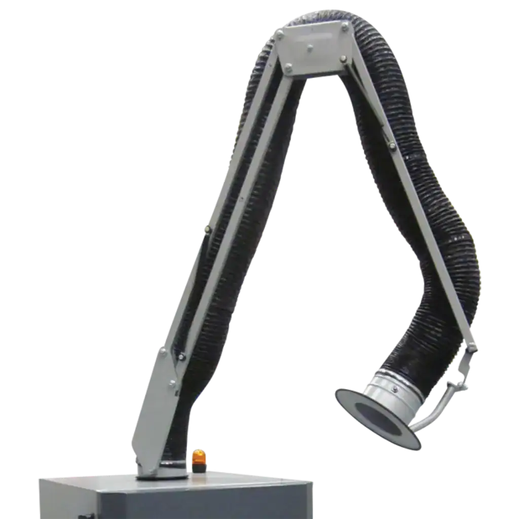 Vaupel-Absaugtechnik, flexible Absaugarm mit Staub- und Partikelführung für industrielle Luftreinigung, hochwertiges Absaugrohr, ideal für Werkstätten und Fertigungslinien.