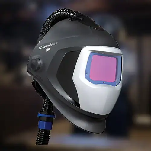 Vaupel Absaugtechnik Schutzmaske mit integrierter Atemschutzmaske und 3M Filter, ideal für sichere Atemschutzlösungen in industriellen Anwendungen.