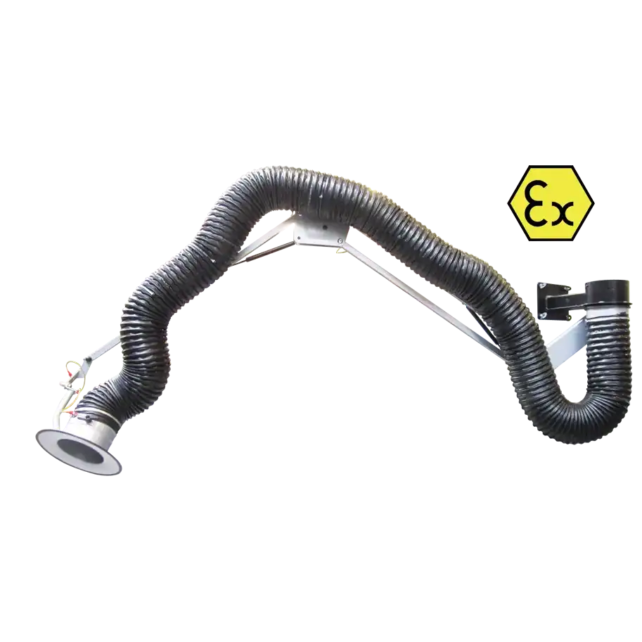 Flexibel Absaugschlauch für Industrielle Absaugtechnik, explosionsgeschützt Ex-zertifiziert, langlebig und robust.