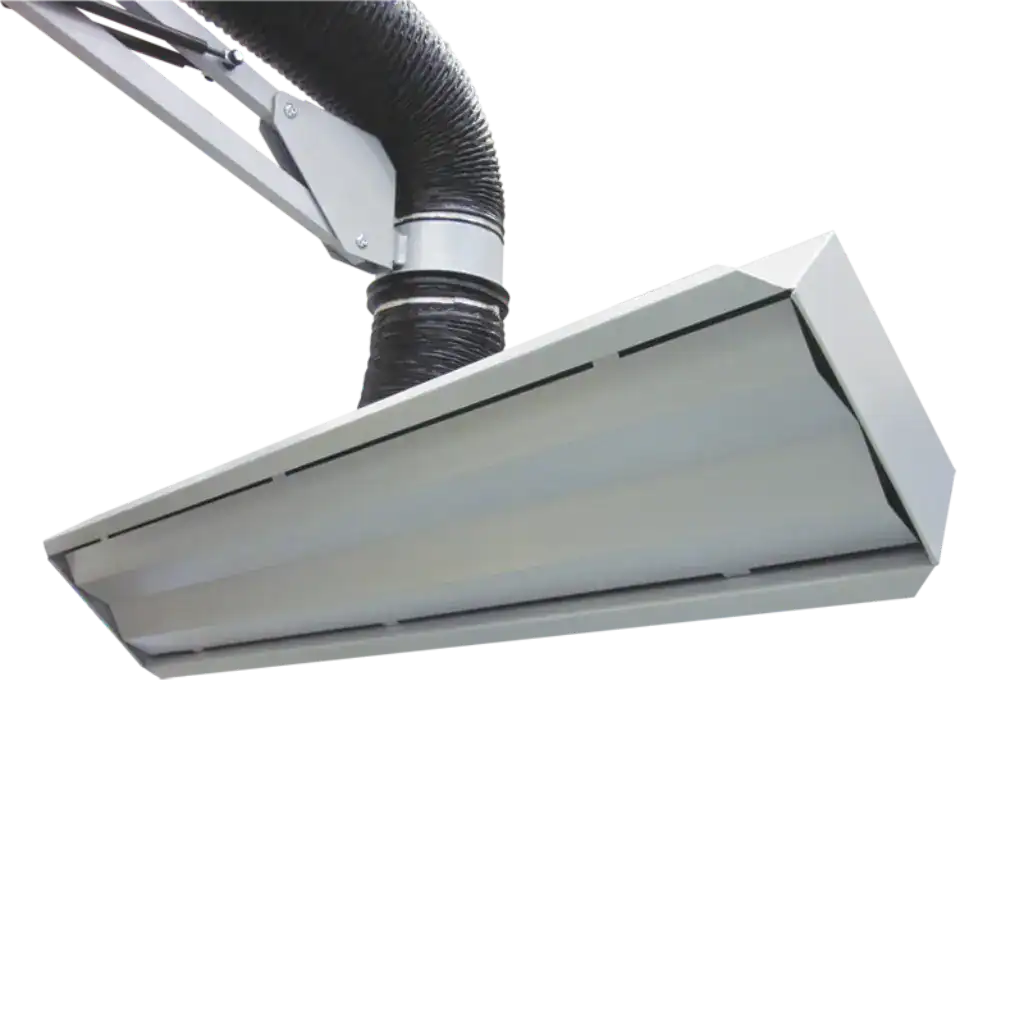 Schlauchabzug mit Absaugbalken für industrielle Luftreinigung und Staubabsaugung bei VAUPEL Absaugtechnik.