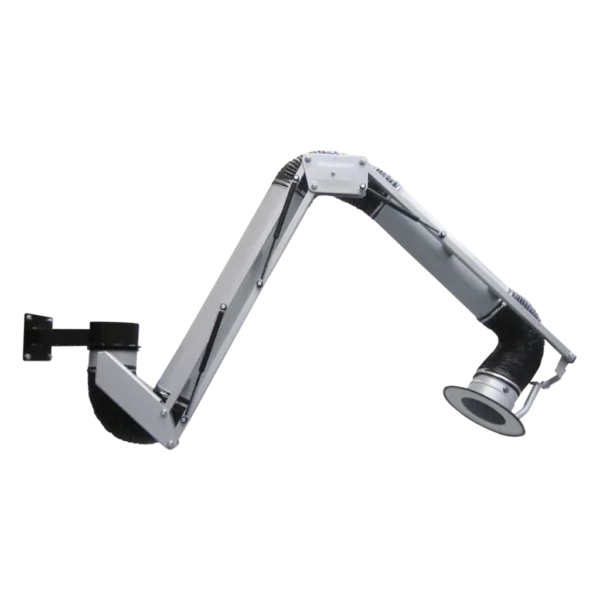Vaupel Absaugtechnik, industrieller Saugarm mit flexiblem Ausleger für effiziente Staub- und Partikelführung in Produktionsumgebungen. Hochwertige Absauglösungen von Vaupel.