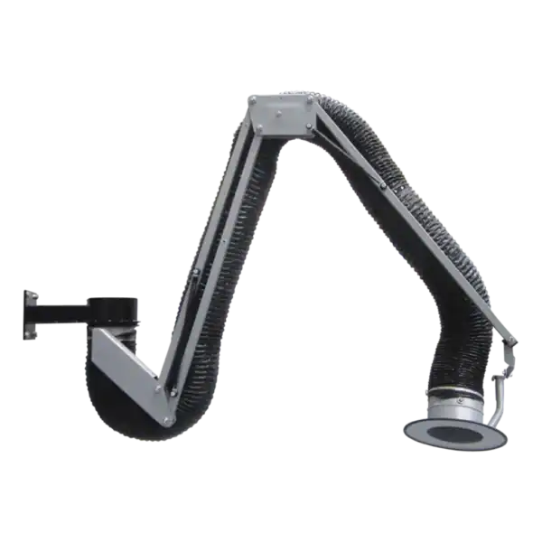 Flexible Absaugarm mit robustem Design für Industrie und Handwerk, ideal zur Staub- und Partikelförderung in Produktionsumgebungen. Hochwertige Absaugtechnik von VAUPEL.