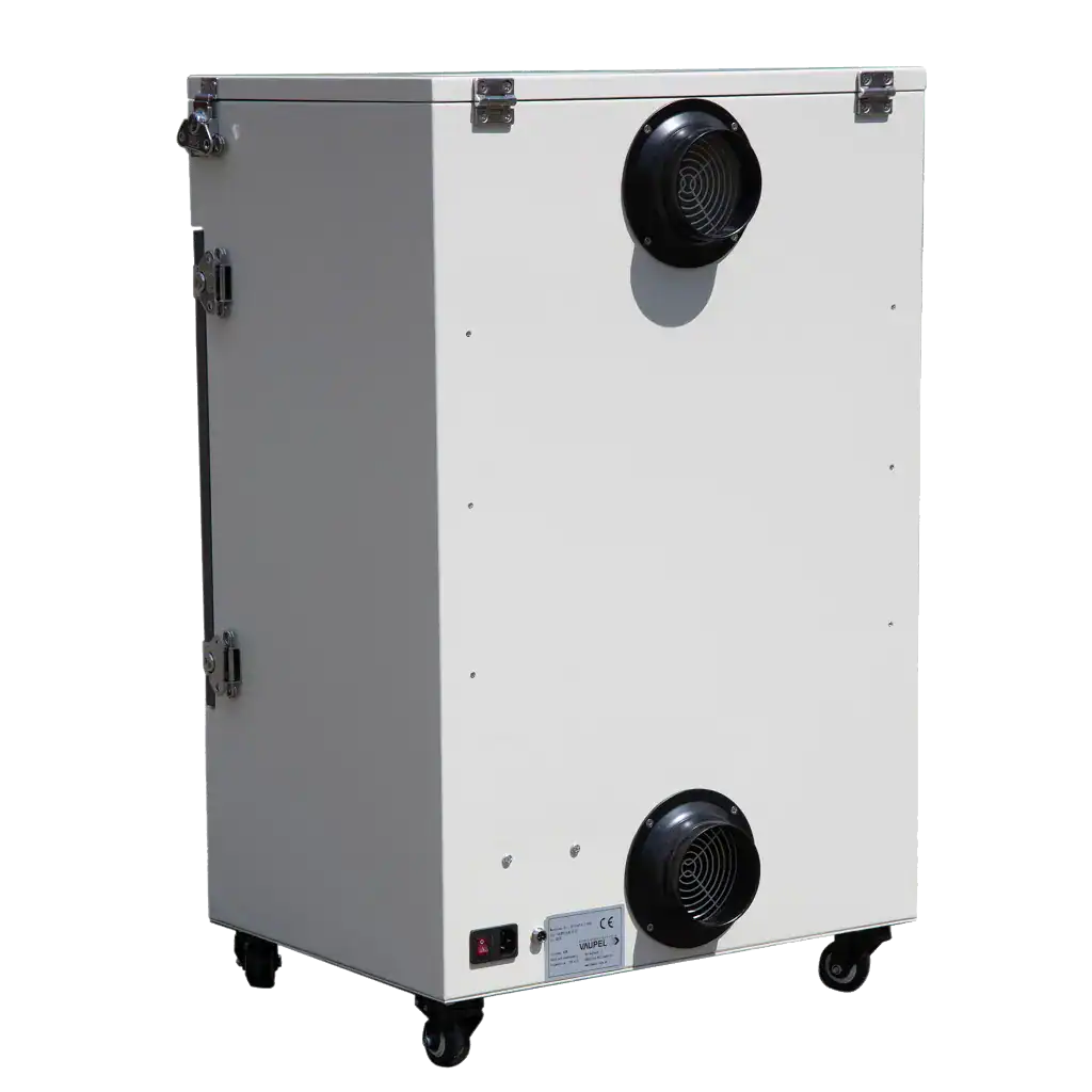 Hochwertiger Absaugfilter für industrielle Luftreinigung, mobile Absaugtechnik von VAUPEL Absaugtechnik, ideal für Werkstätten und Produktionsbereiche.