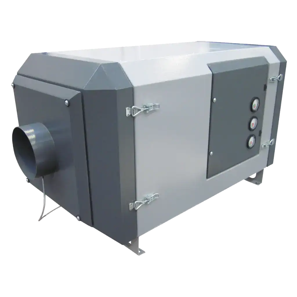 Vaupel Absaugtechnik Industrieabsaugung, mobile Filtrationsanlage, effiziente Staub- und Schadstoffabsaugung für Produktion und Werkstätten, langlebige Edelstahlkonstruktion.