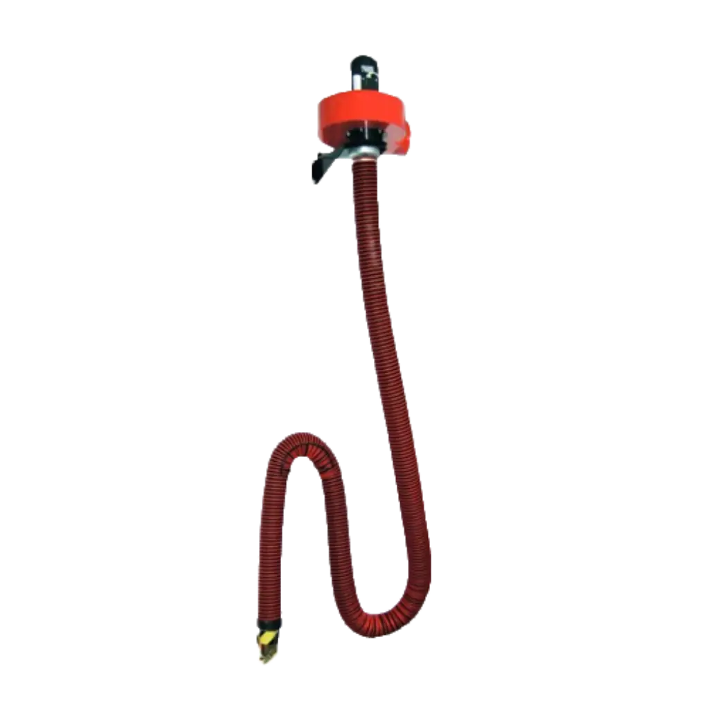 Absaugtechnik-gerät mit flexibler rohrleitung für industrielle schadstoffabsaugung und staubreduzierung bei VAUPEL Absaugtechnik.