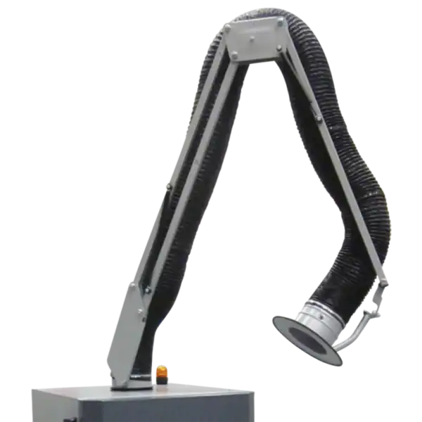 Vaupel-Absaugtechnik, flexible Absaugarm mit Staub- und Partikelführung für industrielle Luftreinigung, hochwertiges Absaugrohr, ideal für Werkstätten und Fertigungslinien.