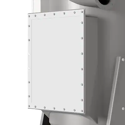 Leeres Absauggerät von VAUPEL Absaugtechnik für industrielle Staub- und Schmutzentfernung, robuste Konstruktion im Industriesegment, effiziente Absauglösung.