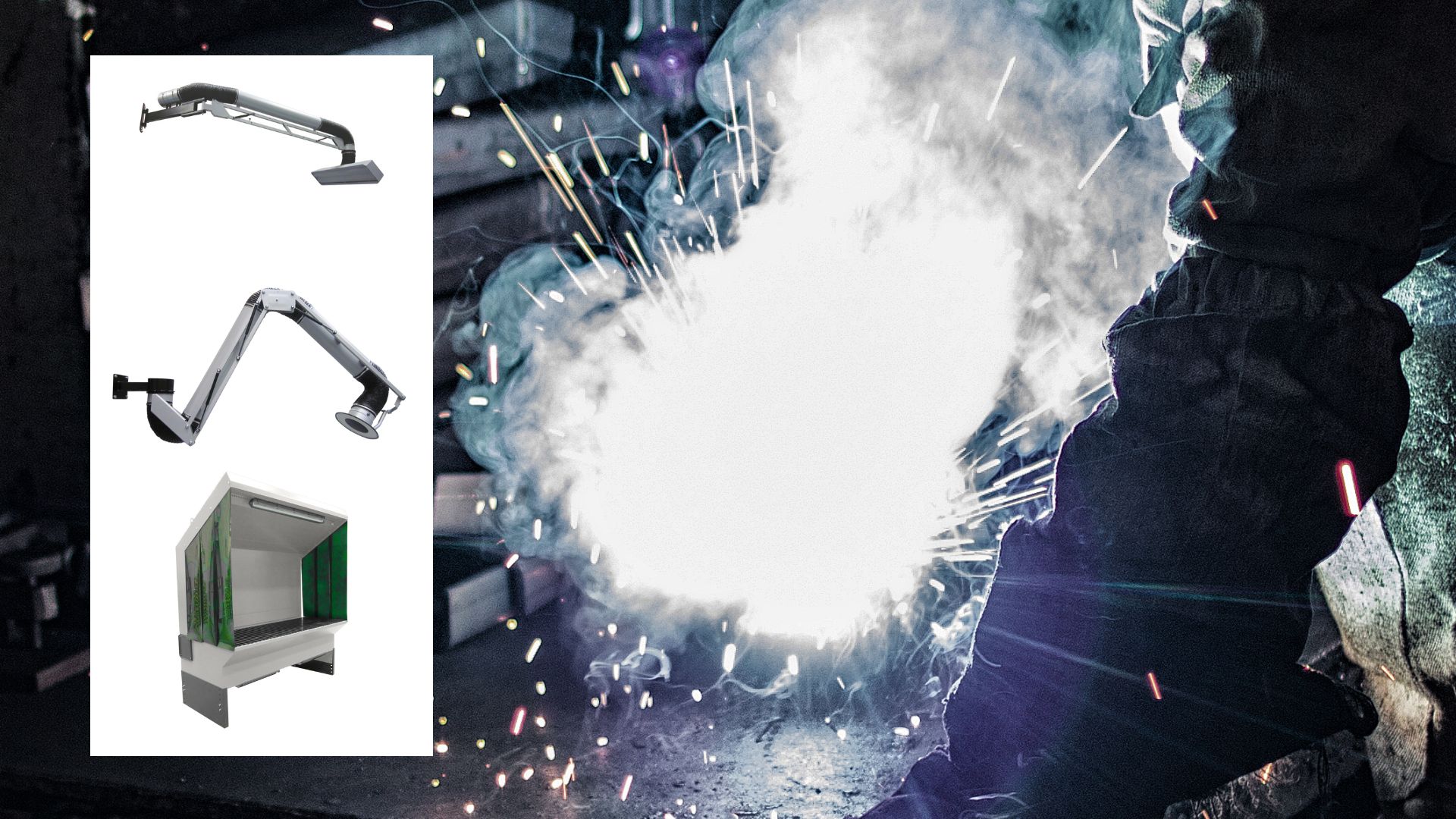 Absaugarm für Schweißrauch, zentrale Absauganlage für Industrie, Schweißerabzug, Rauchabsaugung, flexible Lösung für sichere Arbeitsumgebungen, Vaupel-Absaugtechnik.